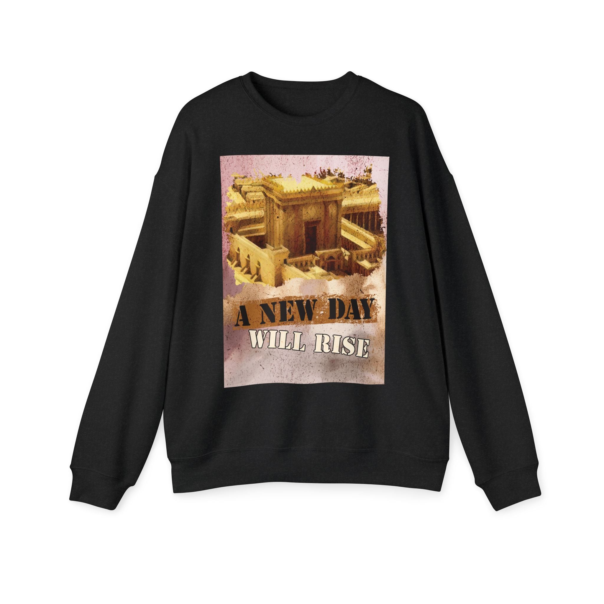 Unisex Drop Shoulder Sweatshirt, Cozy Graphic Sweatshirt, Temple Art 