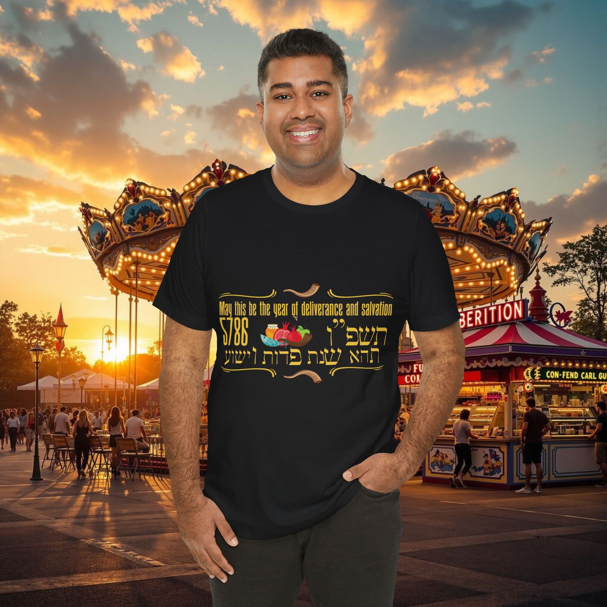 Unisex T-Shirt for Rosh Hashana Gift; 5786 Blessing in Hebrew and English