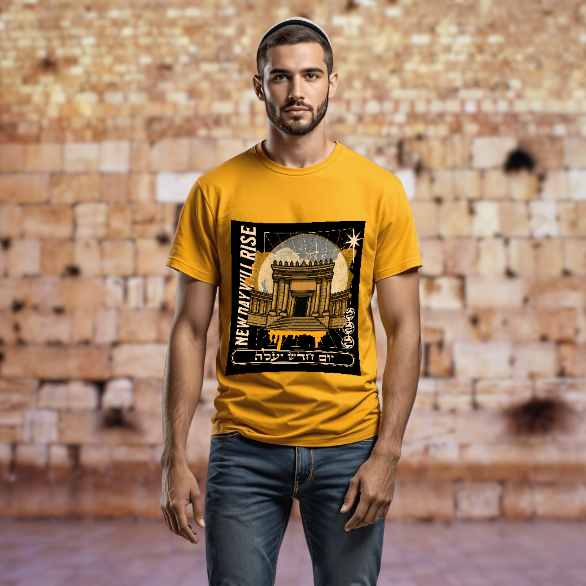 Unisex Graphic T-shirts, Jewish T-Shirts, Temple Art, Heb & Eng