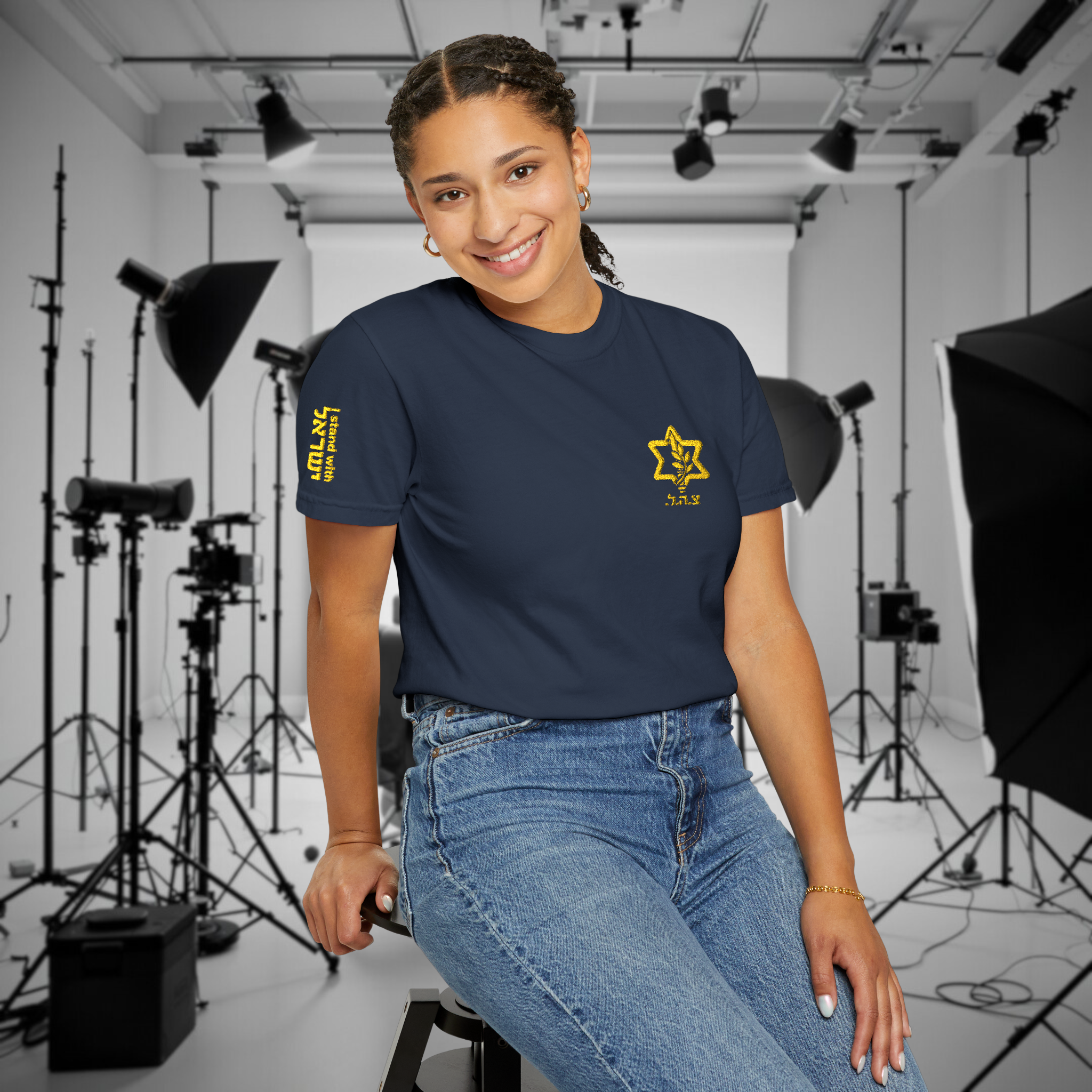 Unisex Emboidered IDF T-shirts, Design on Left Chest and Sleeves