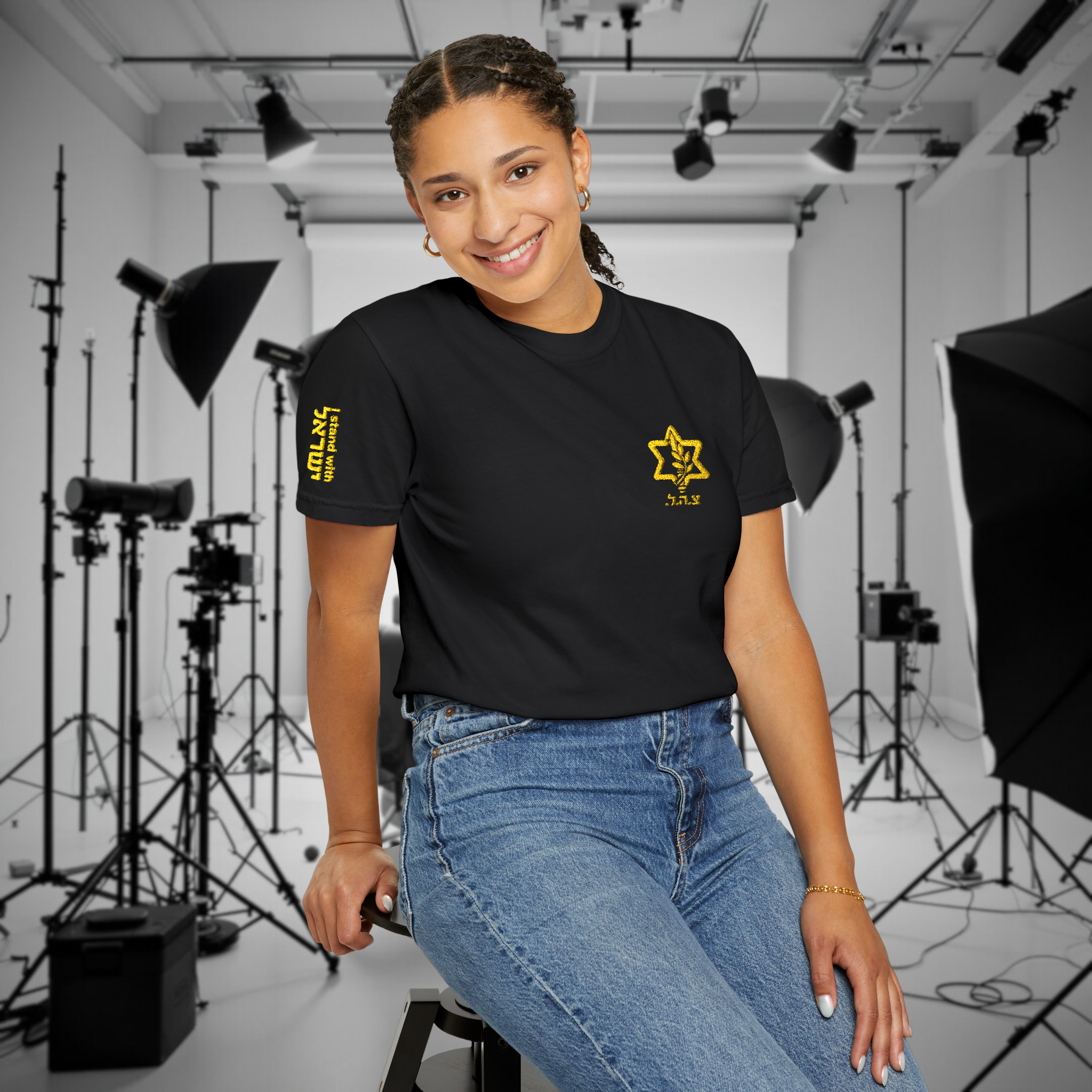 Unisex Emboidered IDF T-shirts, Design on Left Chest and Sleeves