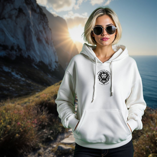 Fleece Hoodie, Like A Lion, Embroidered Sweatshirt in Pastel Colours