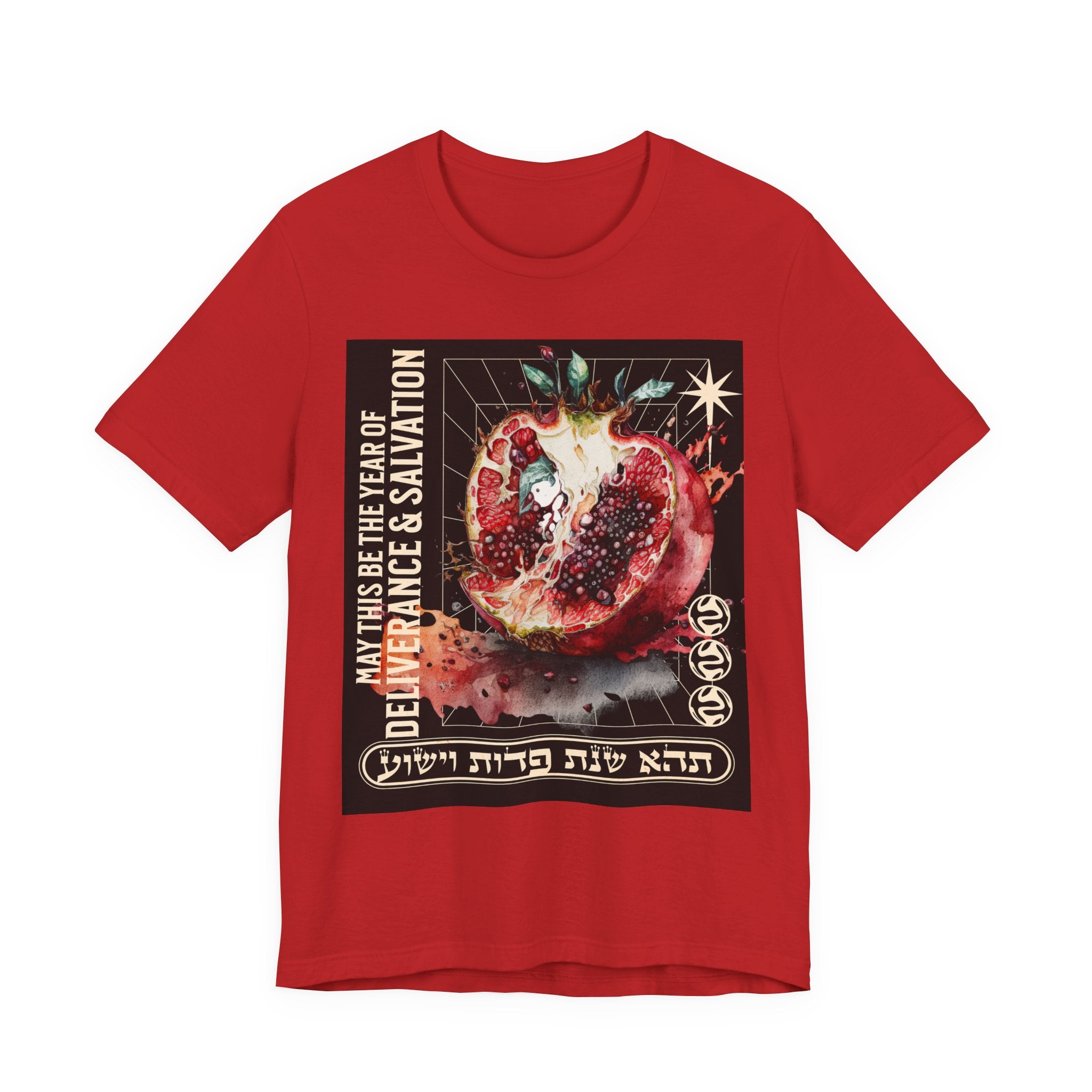 Unisex Jewish T-Shirt, Pomegranate Design, Rosh Hashana Wish, Gift Idea