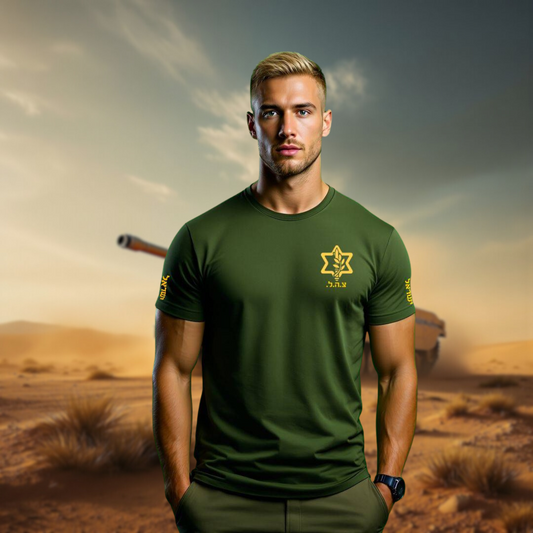 Unisex Emboidered IDF T-shirts, Design on Left Chest and Sleeves